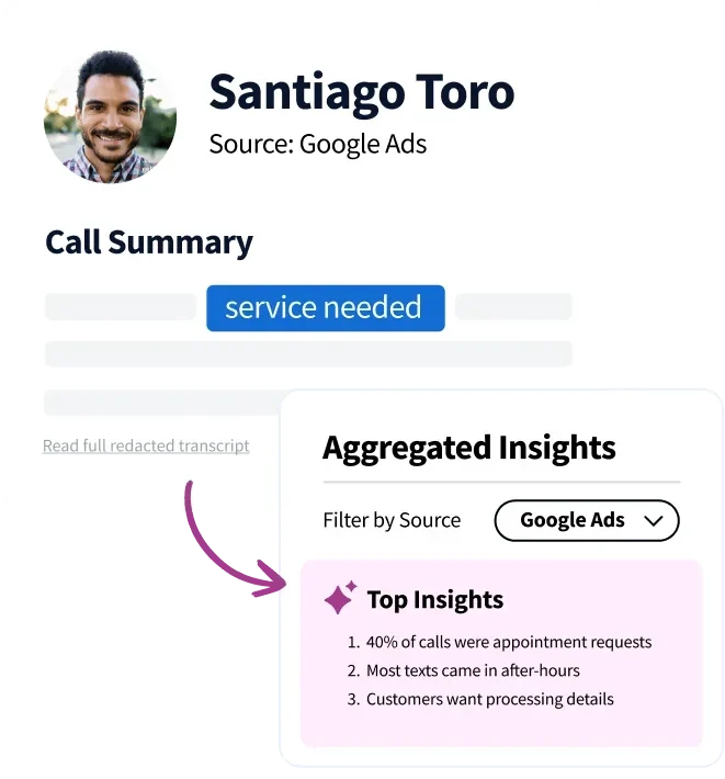 CallRail call summary screen