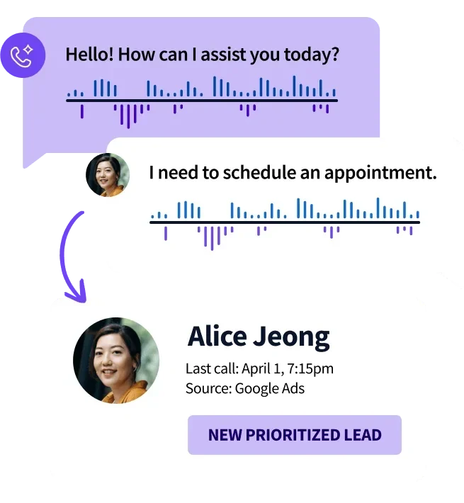 CallRail call transcript screen